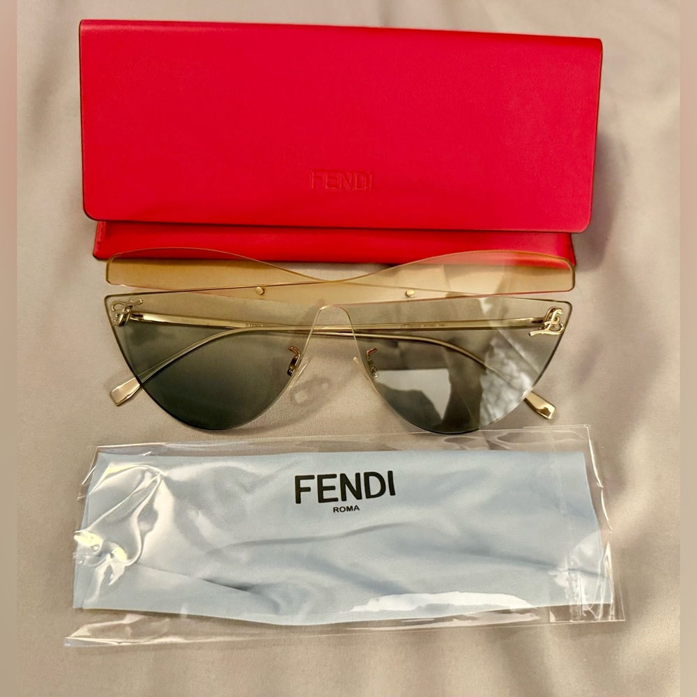 Fendi Gold Butterfly Sunglasses with Red Case